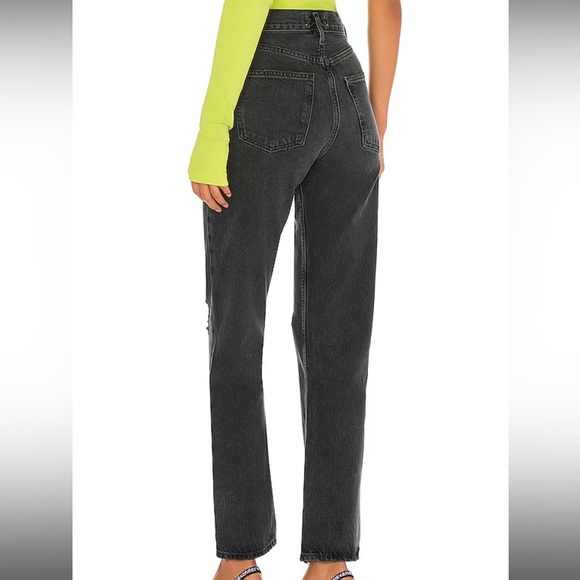 Agolde 90s pinch waist dark wash howl distress knee jeans - Picture 8 of 9